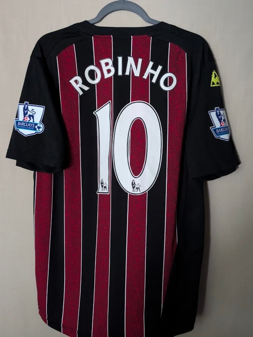 Manchester City 2008-09 Away Robinho Jersey Men's Large EPL Fully Patched Rare